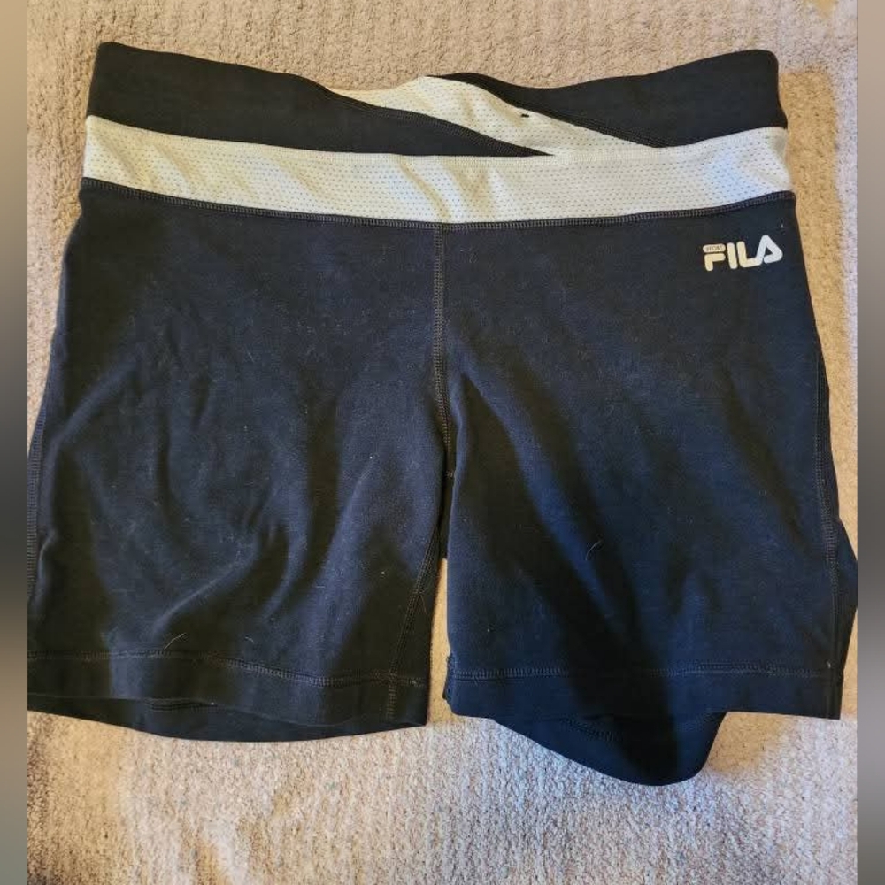 Fila Black and White Athletic Shorts Compression Fit